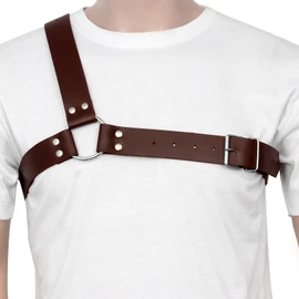 mens chest harness for edgy look - front view, leather mens chest harness