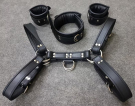 leather harness, bondage leather harness, leather h-harness, black leather harness with yellow piping leather harness, bondage leather harness, leather h-harness, black leather harness with yellow piping