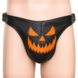 Halloween Premium Black Gay Leather Jockstrap -  Main Image