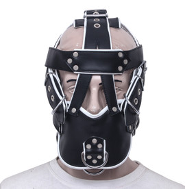 leather face muzzle, leather bdsm muzzle,  head harness