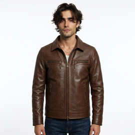 brown leather jacket, leather biker, mens biker jacket, motorcycle jacket, vintage jacket, leather coat