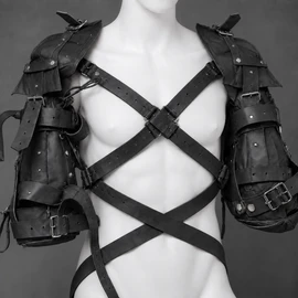 black leather crawler harness, black cowhide leather harness, full body leather harness, adjustable leather crawler harness, black pet play harness, leather pet crawler harness