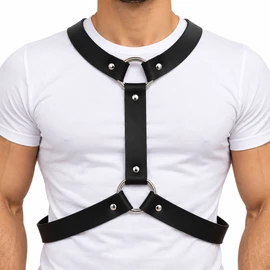 spiked leather body harness, leather chest harness, studded leather harness, leather clubwear harness, leather fashion harness