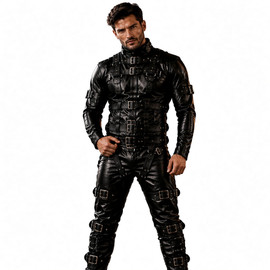 black leather jumpsuit, mens leather jumpsuit, leather jumpsuit for men, genuine leather jumpsuit, black leather catsuit, mens leather catsuit, leather bodysuit, leather outfit for men, fitted leather jumpsuit, leather jumpsuit with straps, leather jumpsuit with buckles, mens black leather outfit