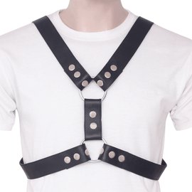 Men's Leather Y-Harness  - Front View Men's Leather Y-Harness  - Front View