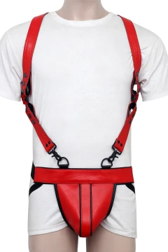 leather gay jockstrap harness, leather harness