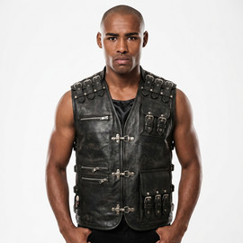 heavy duty biker vest, leather motorbike vest, heavy duty leather motorcycle vest, rugged leather heavy duty biker vest