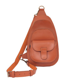 Image Model wearing leather sling bag for men Image Model wearing leather sling bag for men