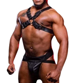 mens leather jockstrap harness, leather harness