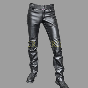Mens Leather Motorcycle Pants Black Leather Biker Pants