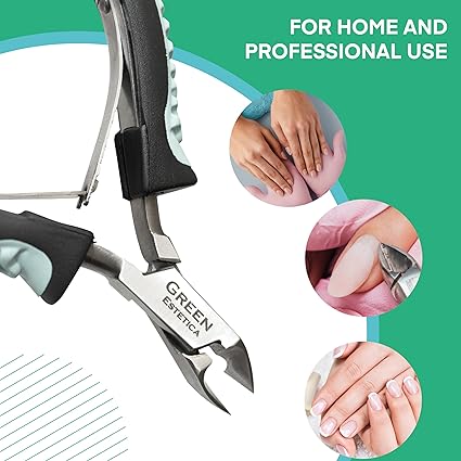 Stainless Steel Cuticle Nipper with Non-Slip Grip, black cuticle trimmer, cuticle cutter with cuticle pusher