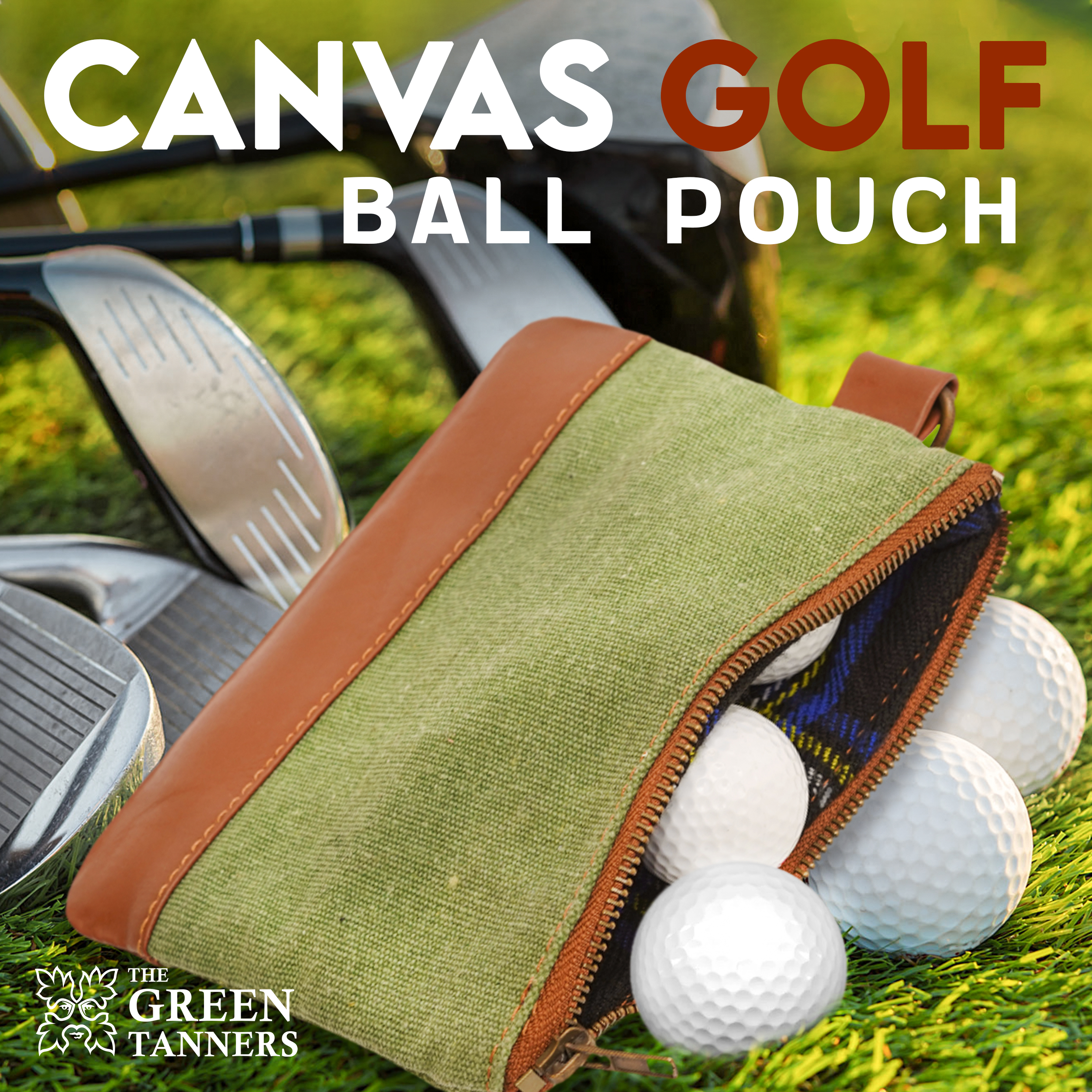 Canvas Leather Golf Pouch, Golf Ball Pouch, Golf Accessories