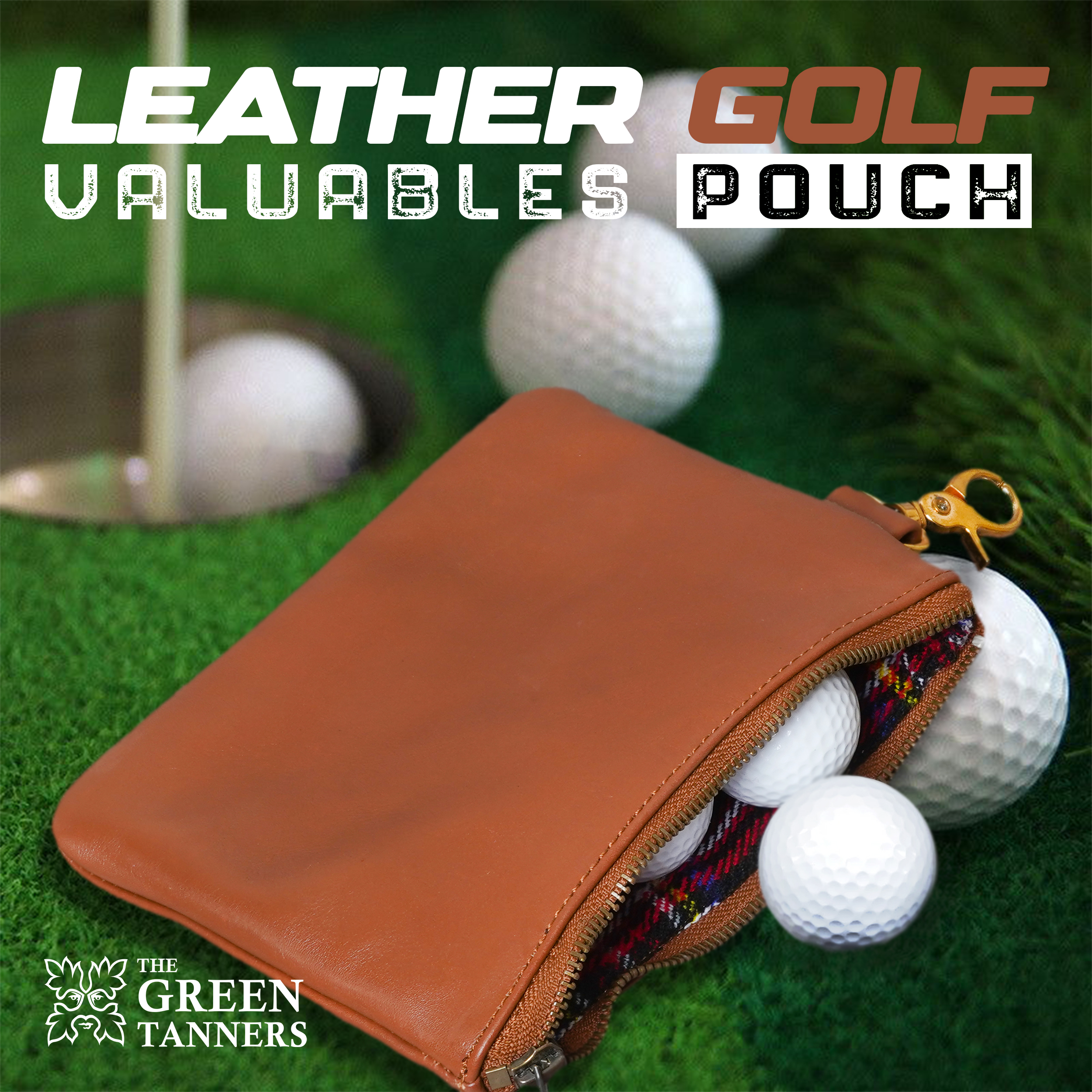 Leather Golf Pouch, Golf Accessories, Leather Golf Ball Bag