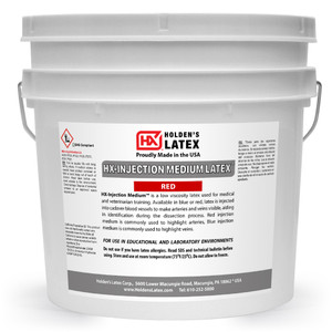 Red latex injection medium in a gallon