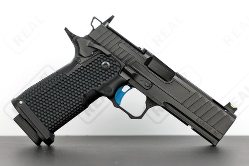 Miller Precision Ranger 9C 4.4" Ported LINKLESS 9mm Double Stack 1911 Pistol Dot Grip Blue Curved Trigger Black DLC