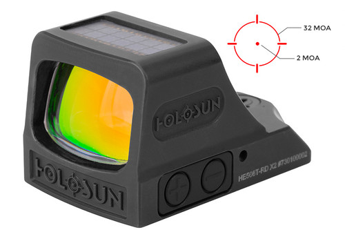 Holosun HE508T-RD X2 Red Dot Optic Titanium - 32MOA Ring & 2MOA Dot - Black - Solar