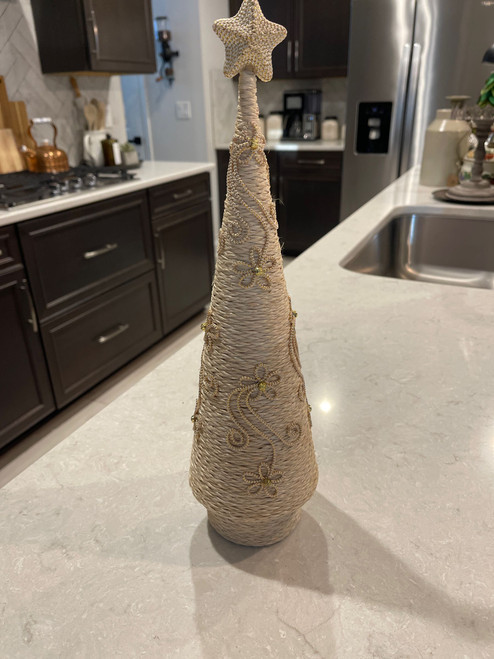 JUTE WRAPPED CHRISTMAS TREE W/ EMBROIDERY JUTE WRAPPED CHRISTMAS TREE W/ EMBROIDERY