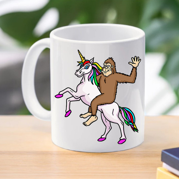 Bigfoot Riding a Unicorn Mug