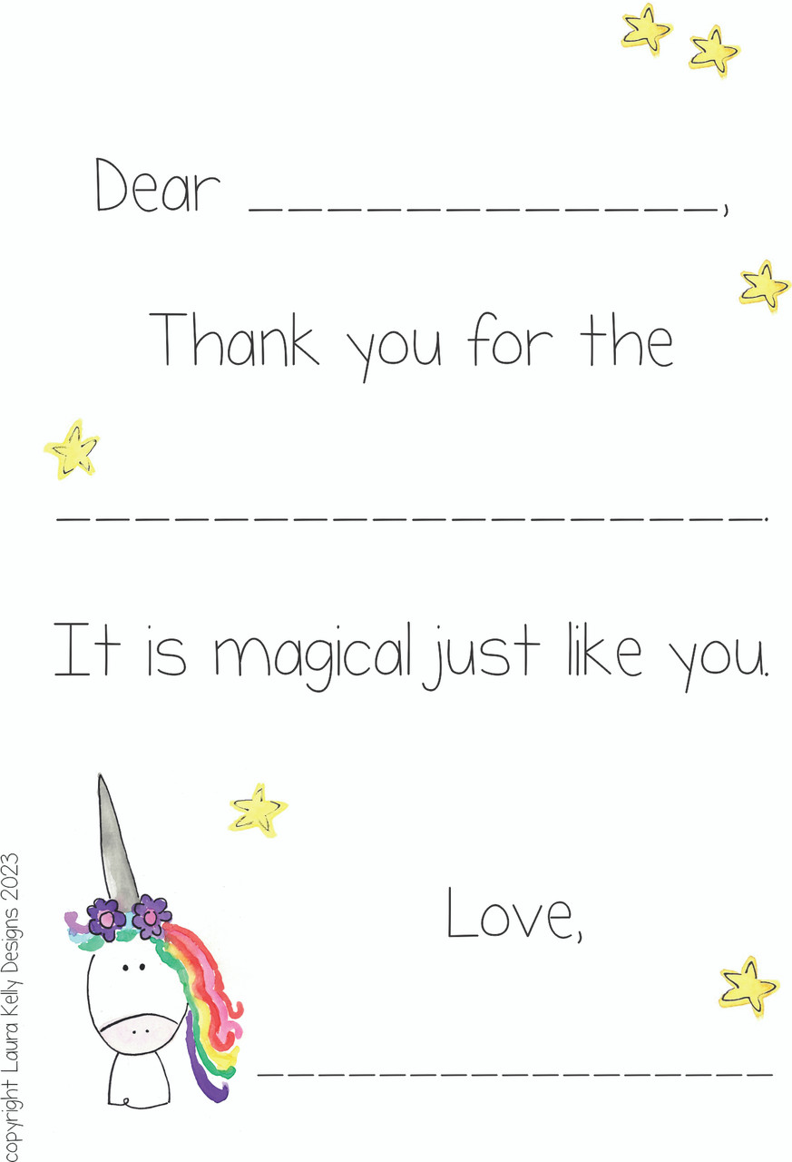 Thank You Notes - Unicorn - Shop Laura Kelly free-kids-thank-you-note-template