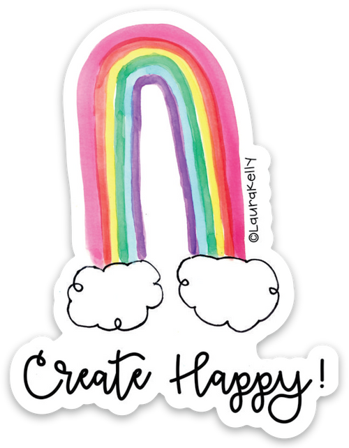 Vinyl Sticker - Create Happy Rainbow