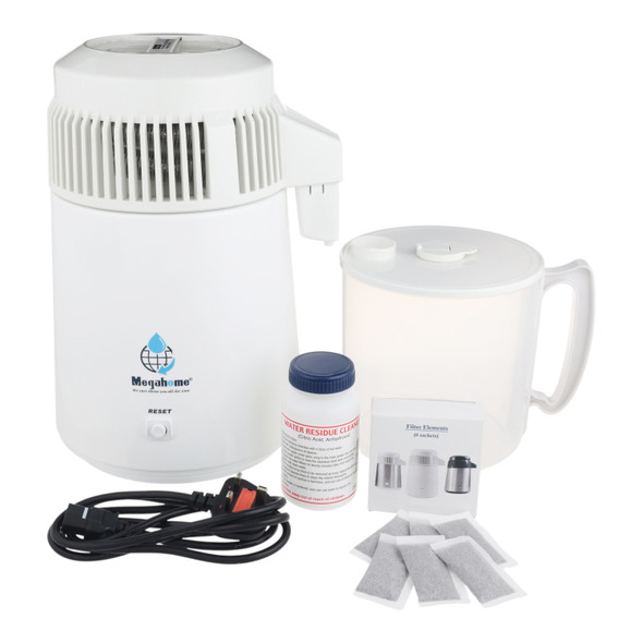 White Baked Enamel Steel Water Distiller with BPA-Free Polypropylene Pitcher