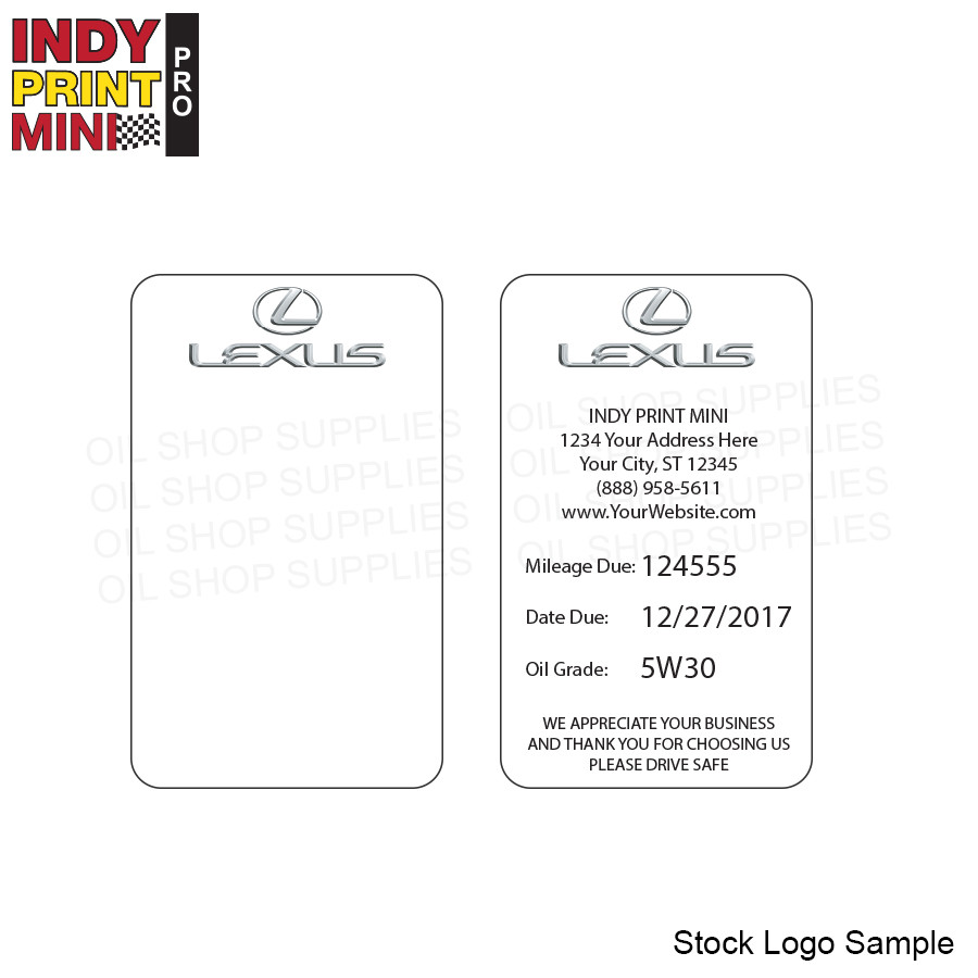 INDY Print Mini - Stock Service Reminder Label - Lexus - Oil Shop Supplies