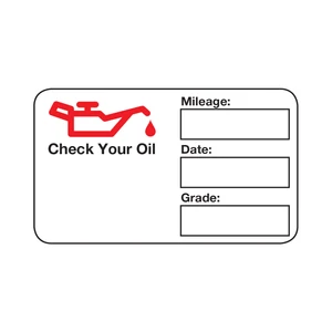 Handwritten Service Reminder Labels - Check Your Oil Logo