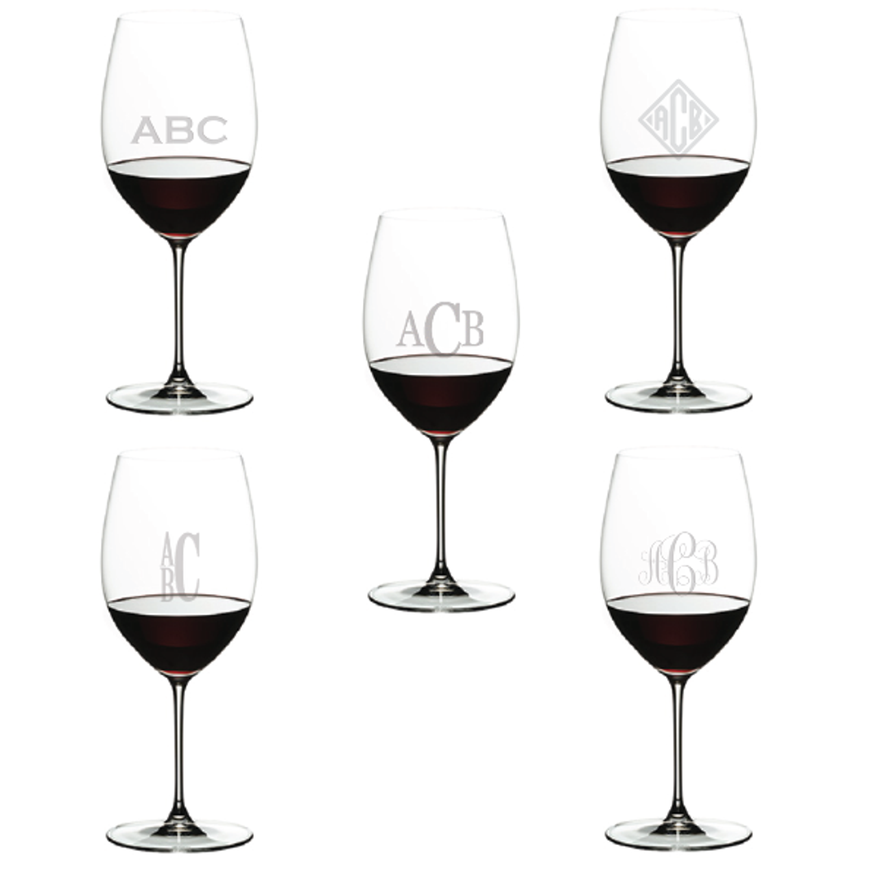 Monogrammed Red Wine Glasses