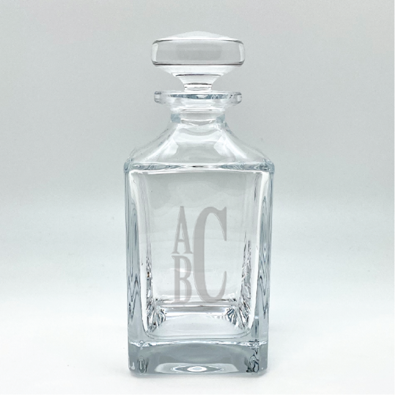 Monogrammed Square Crystal Liquor Decanter