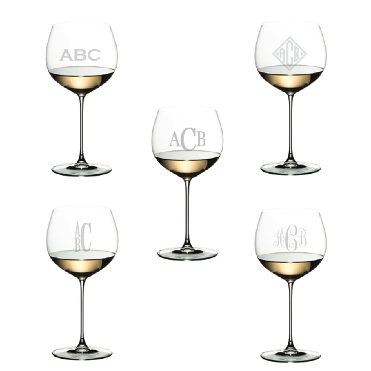 Monogrammed Pinot Noir Glasses, pair