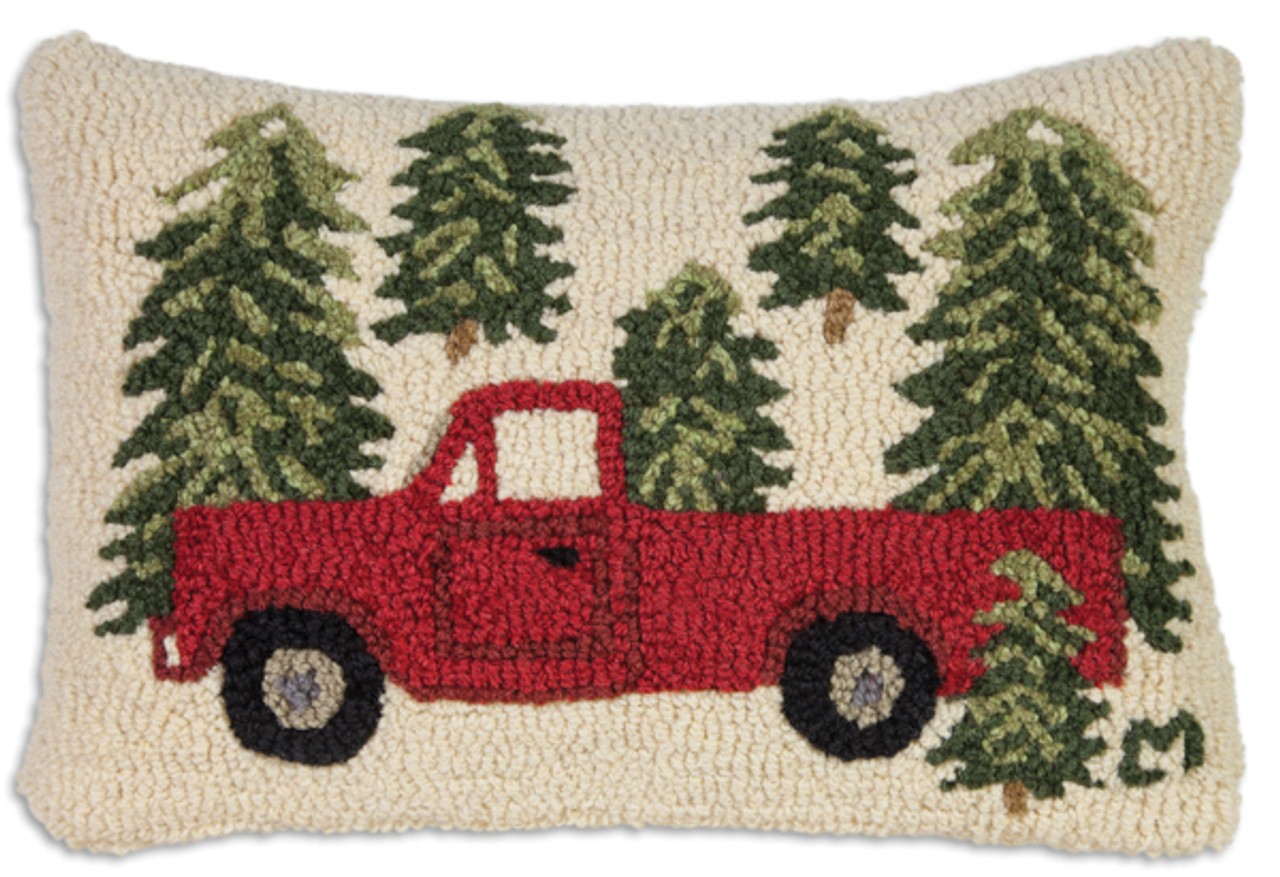 6 x 12 Patriotic Truck Hooked Americana Pillow by Valerie 