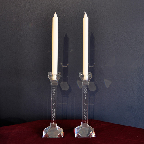 Elegant crystal candlesticks.