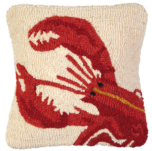 Lobster- Hooked Wool Pillow