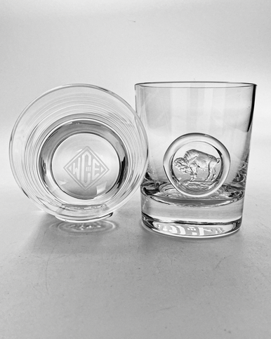 Buffalo Etched Double Wall Glass Mugs