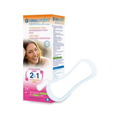 Protegeslips 2 en 1 maxi plus / compresa ultra farmaconfort 24 U