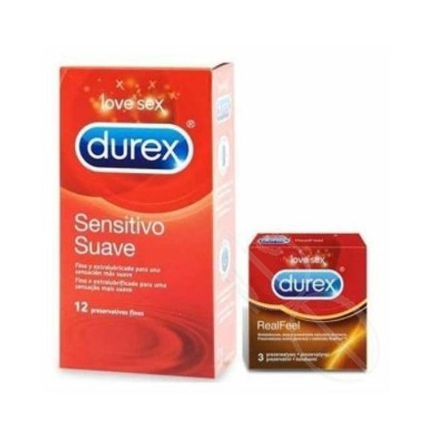 Durex sensitvo suave + durex real feel preserva promoción 12 U + 3 U