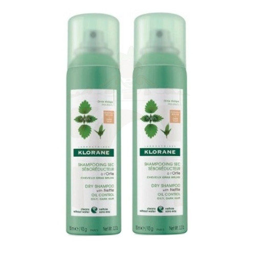 Klorane duplo champú seco a la ortiga seborreductor 2 x 150 mL