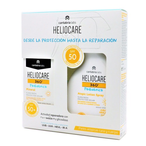 Heliocare 360 pediatrics pack mineral SPF 50+ 50 mL + atopic lotion spray SPF 50+ 250 mL
