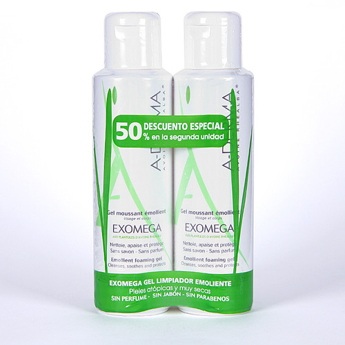 A-derma pack exomega gel limpiador emolient 2 x 500 mL