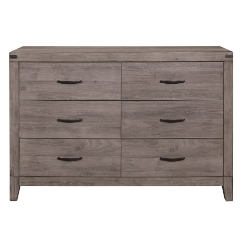Industrial Design Brownish Gray Finish Dresser of 6 Drawers Premium Melamine Modern Bedroom Furniture 1pc Industrial Design Brownish Gray Finish Dresser of 6 Drawers Premium Melamine Modern Bedroom Furniture 1pc