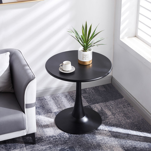 Modern 23.6'' Diameter Solid Metal Base Black Round End Table Modern 23.6'' Diameter Solid Metal Base Black Round End Table