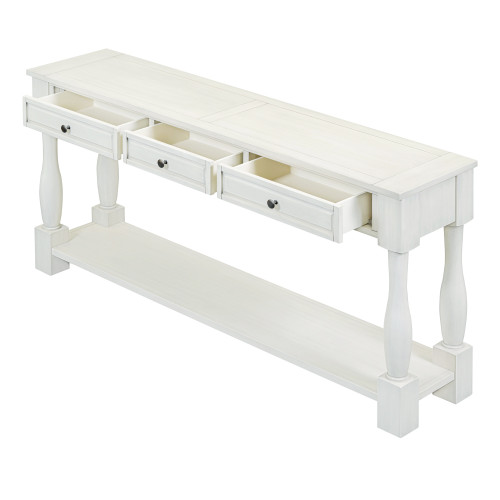 TREXM Console Table 63" Long Console Table with Drawers and Shelf for Entryway, Hallway, Living Room (Antique White, OLD SKU: WF193795AAK) TREXM Console Table 63" Long Console Table with Drawers and Shelf for Entryway, Hallway, Living Room (Antique White, OLD SKU: WF193795AAK)