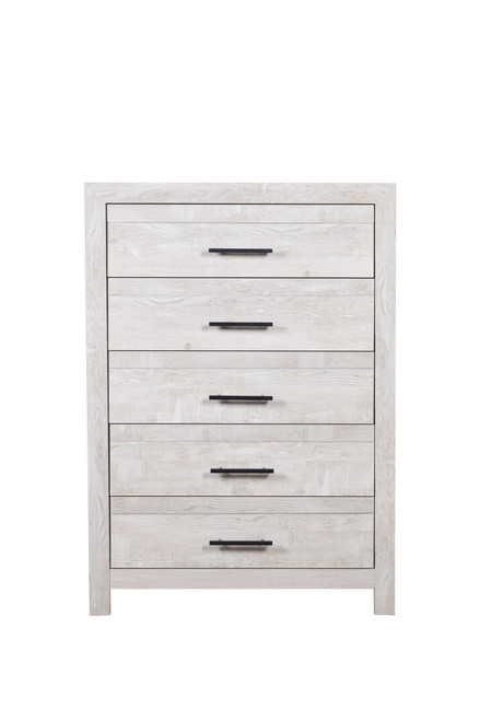 Denver Modern Style 5-Drawer Chest Made with Wood in Gray Denver Modern Style 5-Drawer Chest Made with Wood in Gray