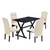 TOPMAX Solid Wood 5-Piece Dining Table Set with Faux Marble Tabletop and Upholstered Dining Chairs for 4, Faux Marble Black+Beige