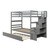 Twin over Twin Bunk Beds With Twin Trundle and Stairway Storage Function in Grey Color