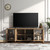 68" TV Stand Wood Metal TV Console Industrial Entertainment Center Farmhouse with Storage Cabinets and Shelves, Tobacco Wood