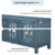 TREXM Retro 4-Door Mirrored Buffet Sideboard with Metal Pulls for Dining Room, Living Room and Hallway (Navy)