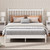 King Size Wood Platform Bed with Gourd Shaped Headboard,Antique White King Size Wood Platform Bed with Gourd Shaped Headboard,Antique White