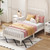 Twin Size Wood Platform Bed with Gourd Shaped Headboard and Footboard, White Twin Size Wood Platform Bed with Gourd Shaped Headboard and Footboard, White