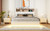 Queen Size Upholstered Platform Bed with Storage Headboard and Hydraulic Storage System, PU Storage Bed with LED Lights and USB charger, White